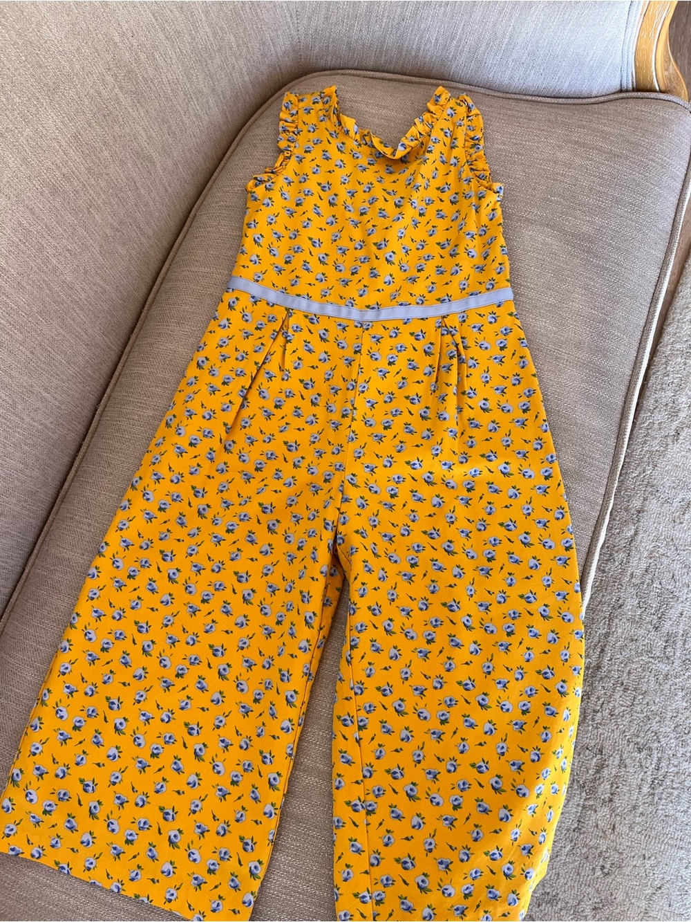 Janie and Jack Yellow Floral Ruffle jumpsuit